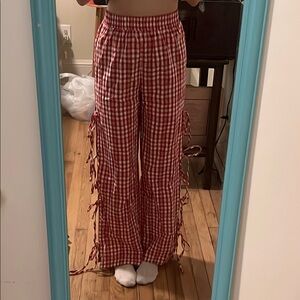 SHEIN Red Checkered Straight Leg Pants